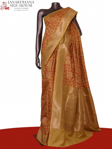 Designer Floral Handloom Tussar Silk Saree